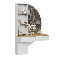 SCHMINKTISCH Melora Weiß/Eiche 100 cm mit LED-Spiegel - Weiß, Holzwerkstoff (100/155/40cm) - Vicco