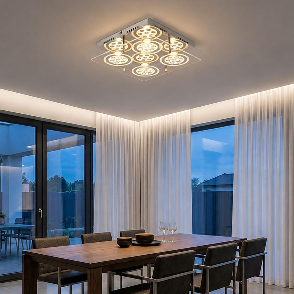 LED DECKENLEUCHTE GIANNA Silber Kristalloptik - Silberfarben, Glas (33/33/8cm) - Esto