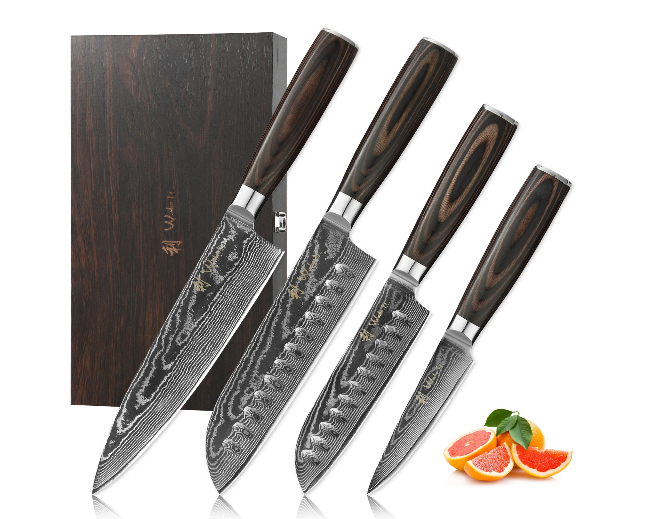 MESSERSET 4-TEILIG 10–20 cm - Braun, Holz/Metall (1/1/1cm) - Wakoli