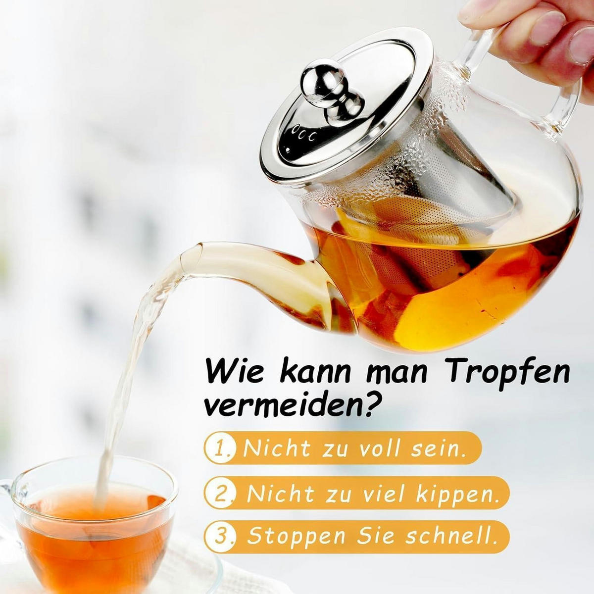 TEEKANNE Glas 450 ml mit Edelstahlfilter - Transparent, Glas (10/10cm)