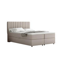 BOXBETT Everest beige 140 x 200 cm Doppelbett mit hochwertiger Bonell-Matratze und Topper - Cappuccino, Holz (140/200cm) - Panda Möbel