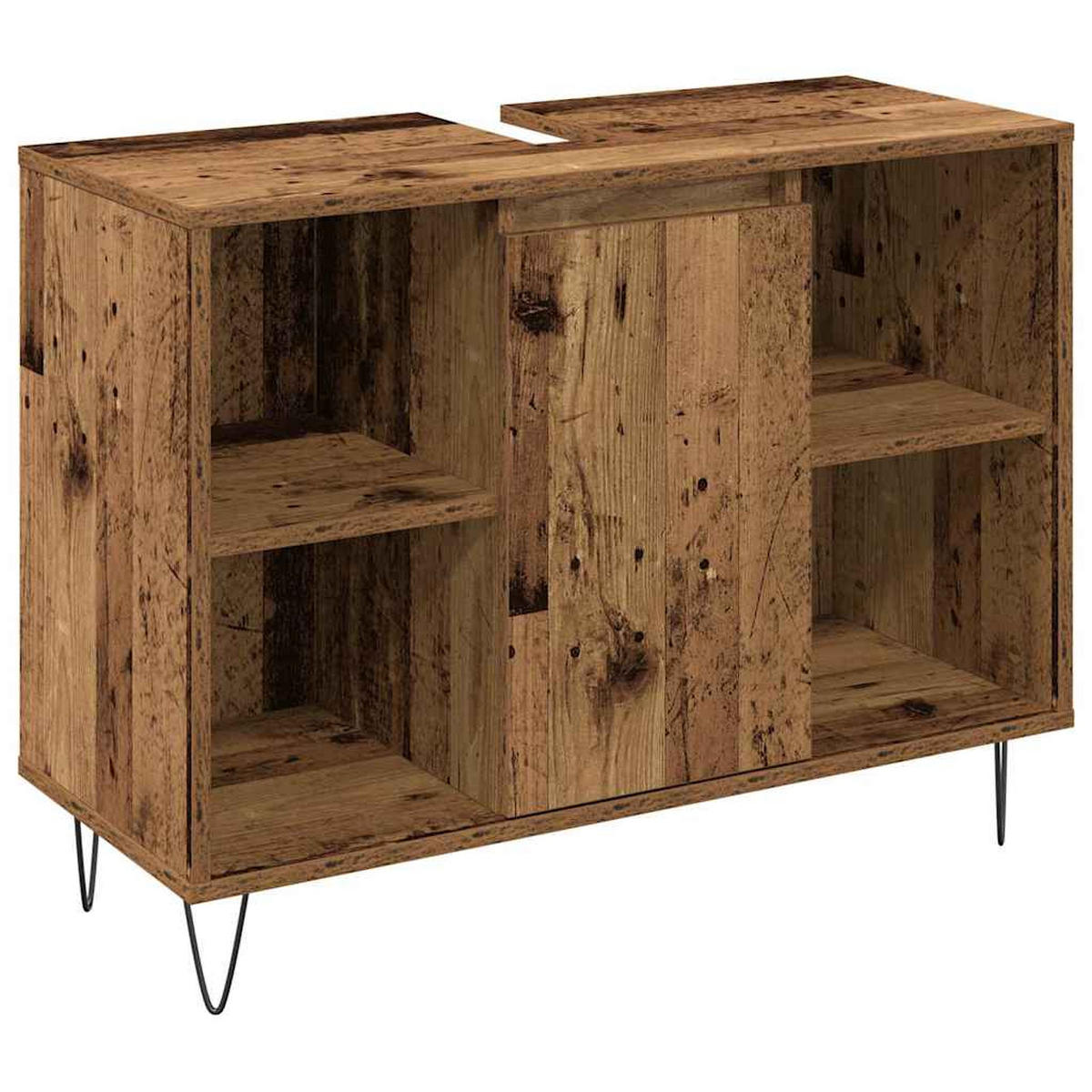 BADEZIMMERMÖBEL-SET Mit Regal 3 Pcs Altholz Holzwerkstoff - Braun, Holzwerkstoff (33/180/140cm) - vidaXL