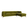 ECKSOFA Chesterfield Lexi Olive Samt, Ottomane rechts - Goldfarben/Olivgrün, Holz/Textil (305/200cm) - S-Style Möbel