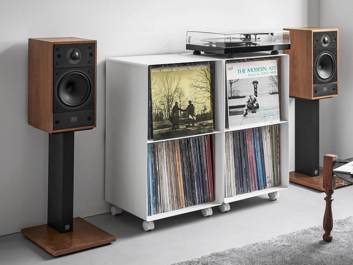 SCHALLPLATTENREGAL Tower weiß 40/73/38 cm - Weiß, Metall (40/74/38cm) - Yamazaki