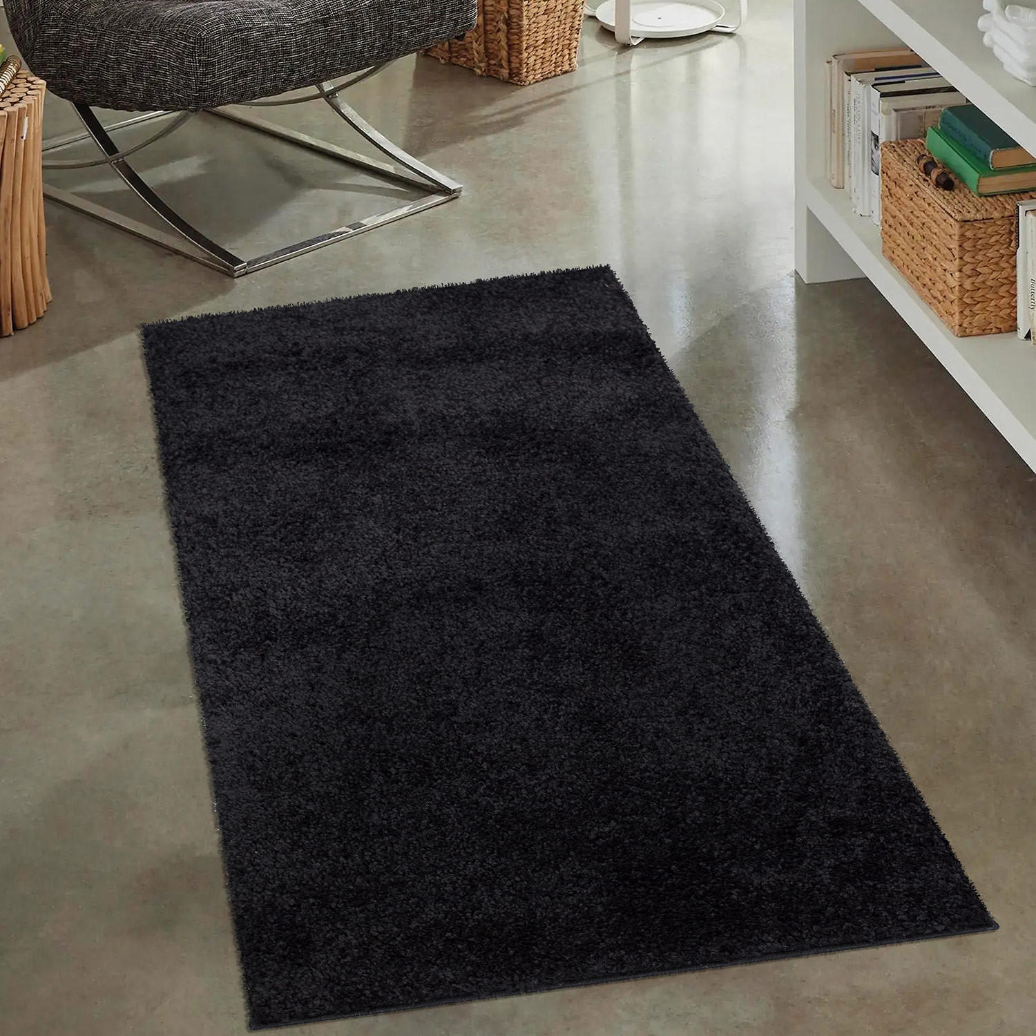 HOCHFLOR-TEPPICH City Shaggy 500 Schwarz 80x150 cm - Schwarz, Textil (80/150cm) - carpet city