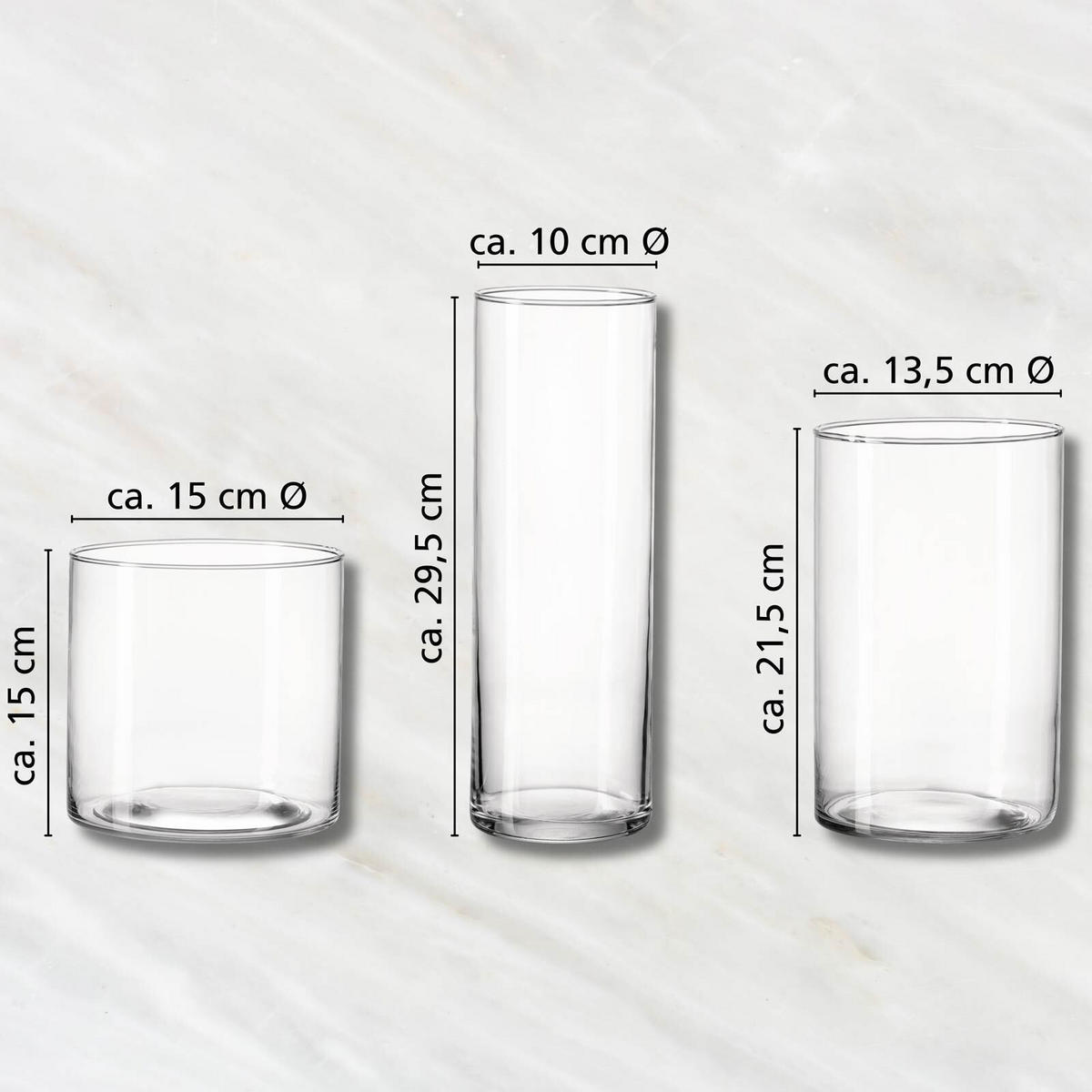 VASEN-SET Leonie transparent 3-tlg. - Transparent, Glas (30cm) - Ritzenhoff Breker