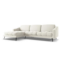 ECKSOFA Links Samt Stoff Beige - Beige/Creme, Textil/Metall (160/264cm) - Makamii