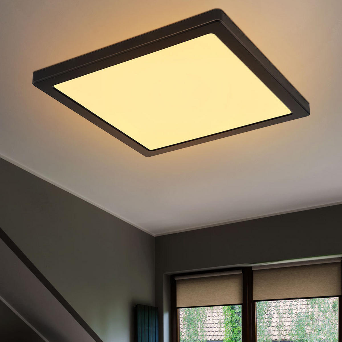 LED DECKENLEUCHTE Lasse Schwarz Weiß - Schwarz, Kunststoff (29.1/29.1/1.7cm) - Globo Lighting