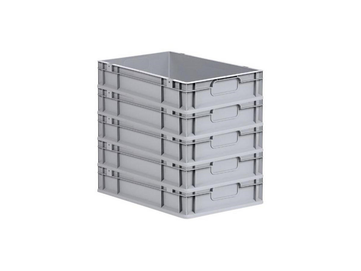 EUROBOX 5x Nextgen Economy Griffe Geschlossen 12x40x60cm 23 Liter - Grau, Kunststoff (40/12/60cm) - PROREGAL