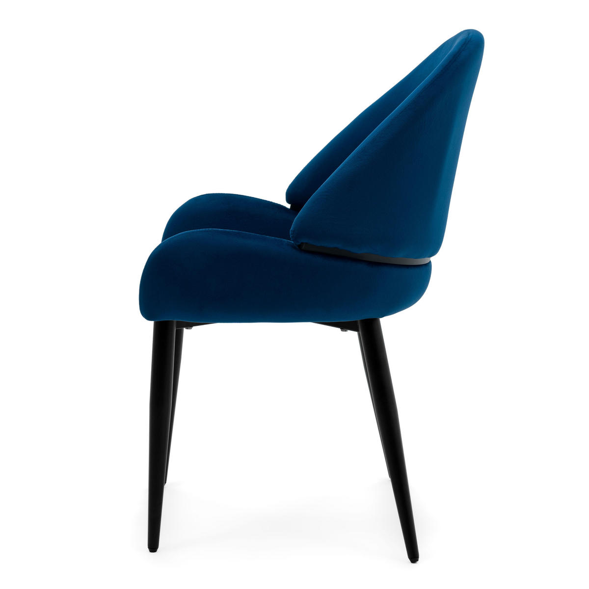 STUHL BERGAMO gepolsterter mit Steppung - dunkelblau - Samt Velour - Blau/Schwarz, Textil/Metall (56/91/61cm) - NEW HOME