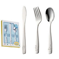 KINDERBESTECK 3-teiliges Set Edelstahl mit Motiven - Silberfarben, Metall
