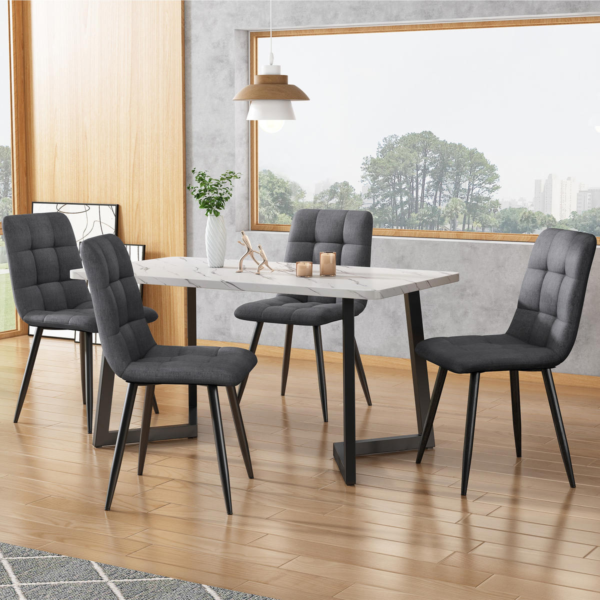 POLSTERSTUHL mit Rückenlehne stabil Grau 41x44x86 cm Textil 4er-Set - Grau, Textil (41/86/44cm) - SONNENH