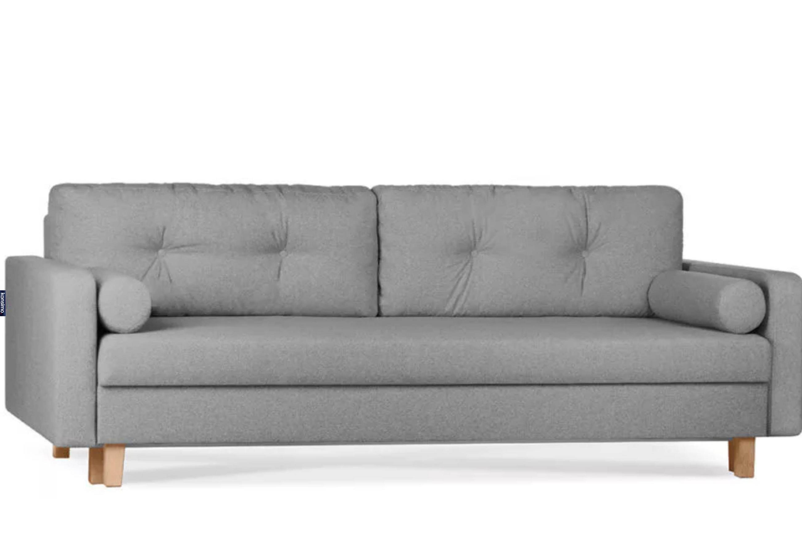3-SITZER-SCHLAFSOFA ERISO mit weiche Sitzfläche und hohe Rückenlehne, Strukturstoff, dunkelgrau - Dunkelgrau/Braun, Textil (220/80/100cm) - KONSIMO®