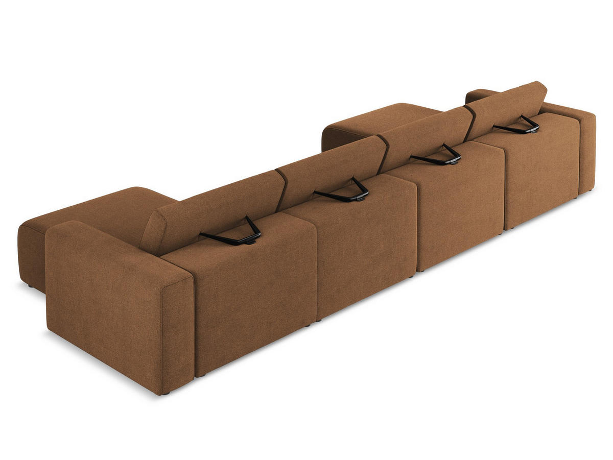 WOHNLANDSCHAFT Strukturstoff Stoff Orange - Beige/Terra cotta, Kunststoff/Textil (404/80/167cm) - Makamii
