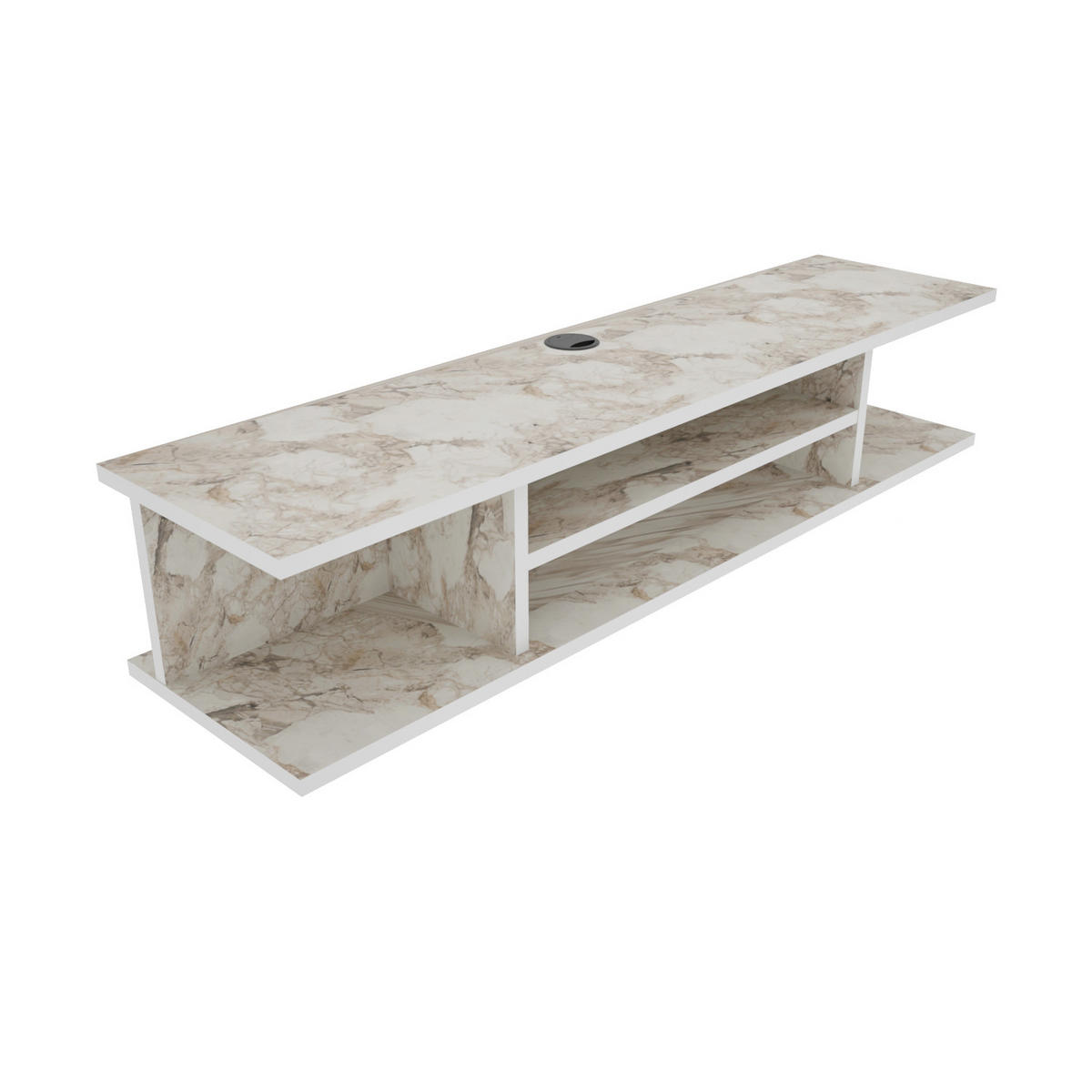 TV-ELEMENT Pivot Weiß Marmor Decor - Creme/Weiß, Holzwerkstoff (29.5/23.2/120cm) - Decorotika