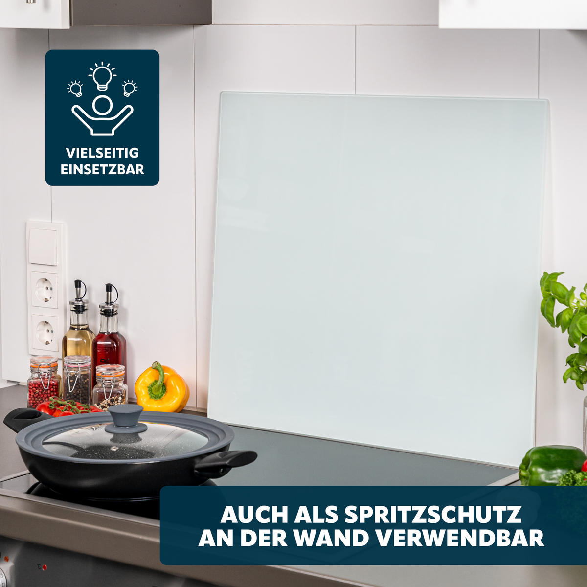 HERDABDECKPLATTE Glas, ca. 55,7 x 50 cm - Weiß, Glas (50/0.5/55.7cm) - bremermann