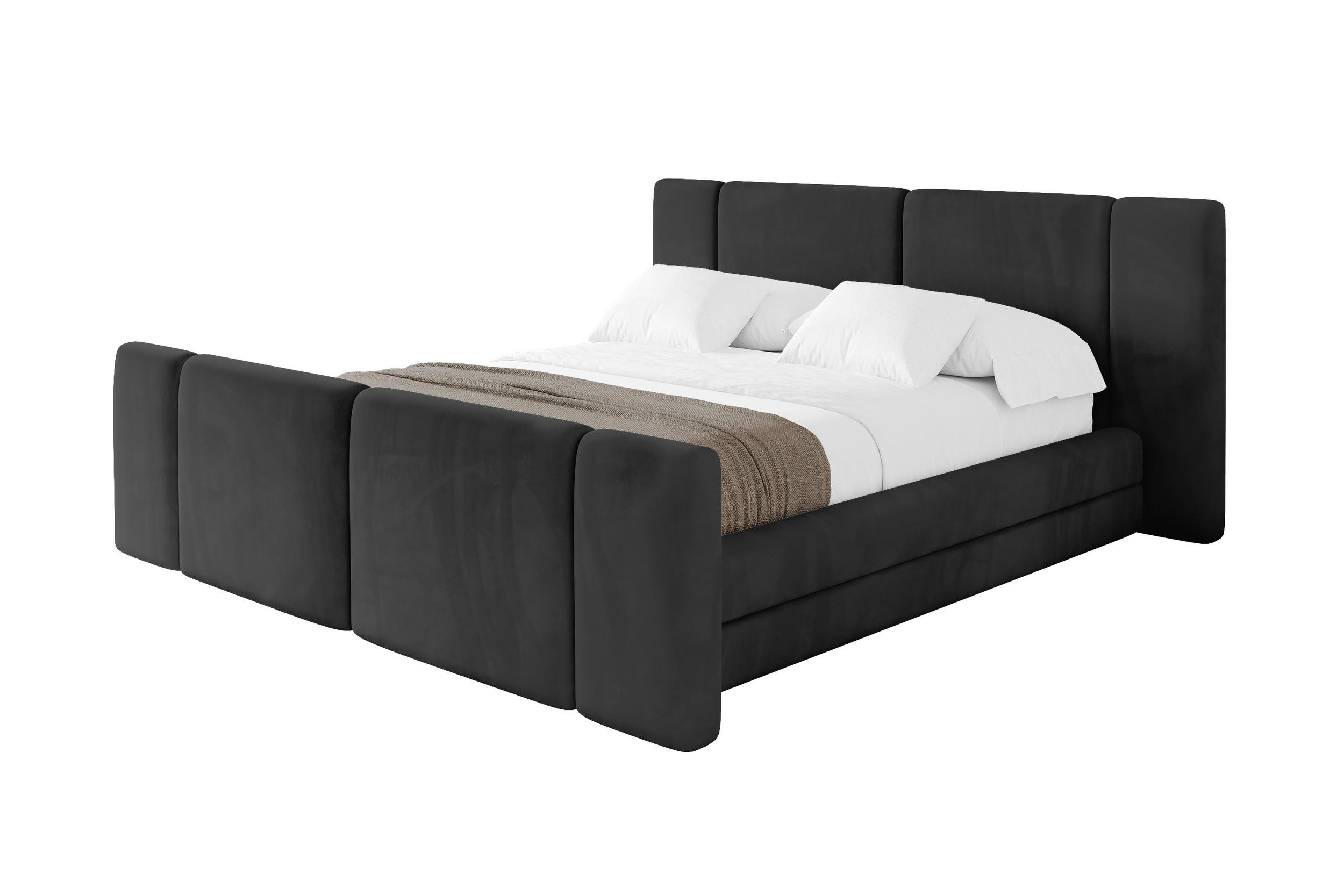 POLSTERBETT mit Bettkasten, Fußteil und Lattenrost, Boxbett ohne Matratze - TEVO-Z 140x200 Schwarz - Schwarz, Holzwerkstoff/Textil (140/200cm) - ALTDECOR