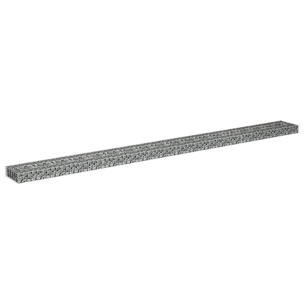 GABIONEN Hochbeet ROON aus Stahl | 360x30x10cm | Steinkorb Gabionengitter - Silberfarben, Metall (360/10/30cm) - DELUKE