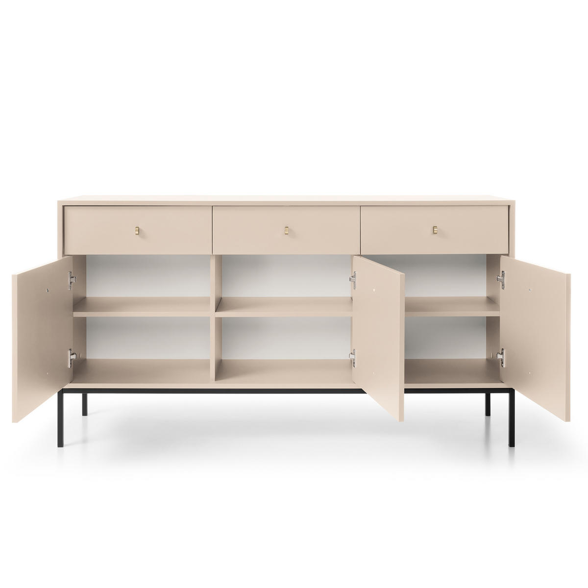 SIDEBOARD MONDO 154/83/39 cm mit 3 Schubladen 3 Türen Beige - Beige, Holzwerkstoff (154/83/39cm) - MASSENO