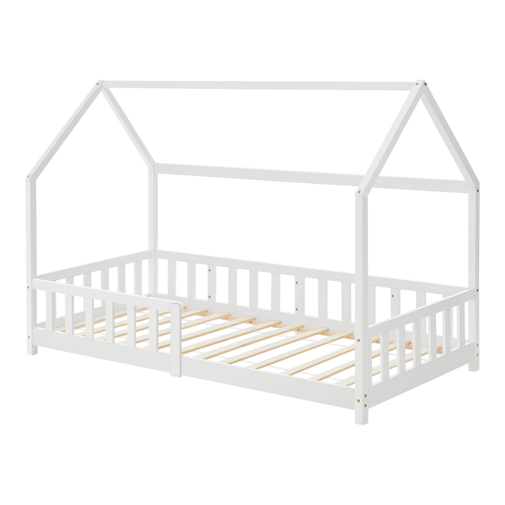 HAUSBETT Hesel - Weiß, Holz (90/200cm) - [en.casa]
