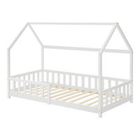 HAUSBETT Hesel - Weiß, Holz (90/200cm) - [en.casa]