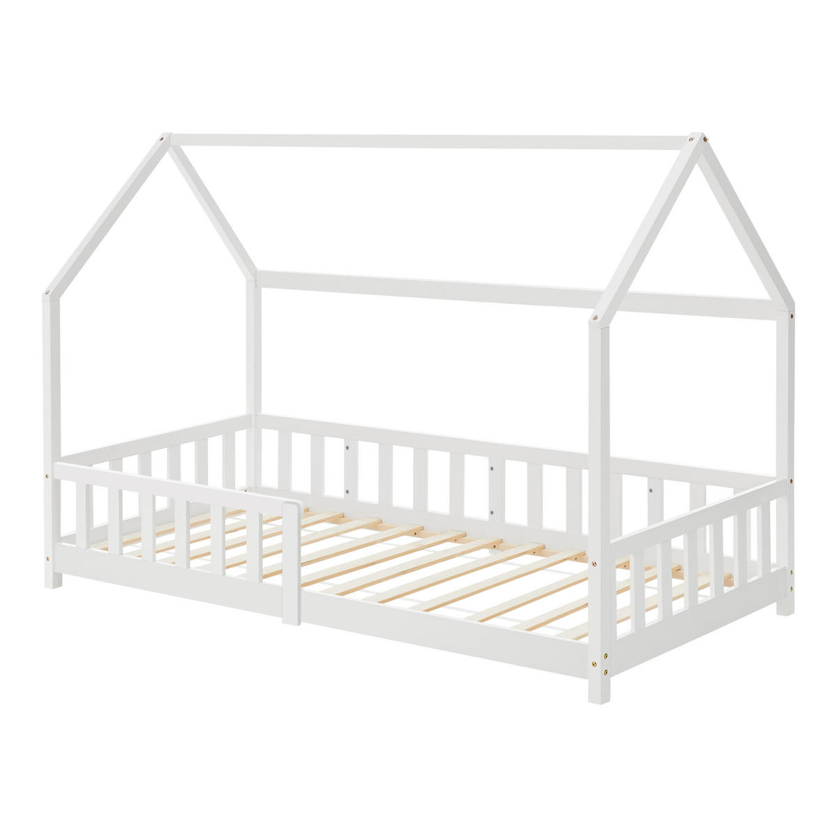 HAUSBETT Hesel - Weiß, Holz (90/200cm) - [en.casa]