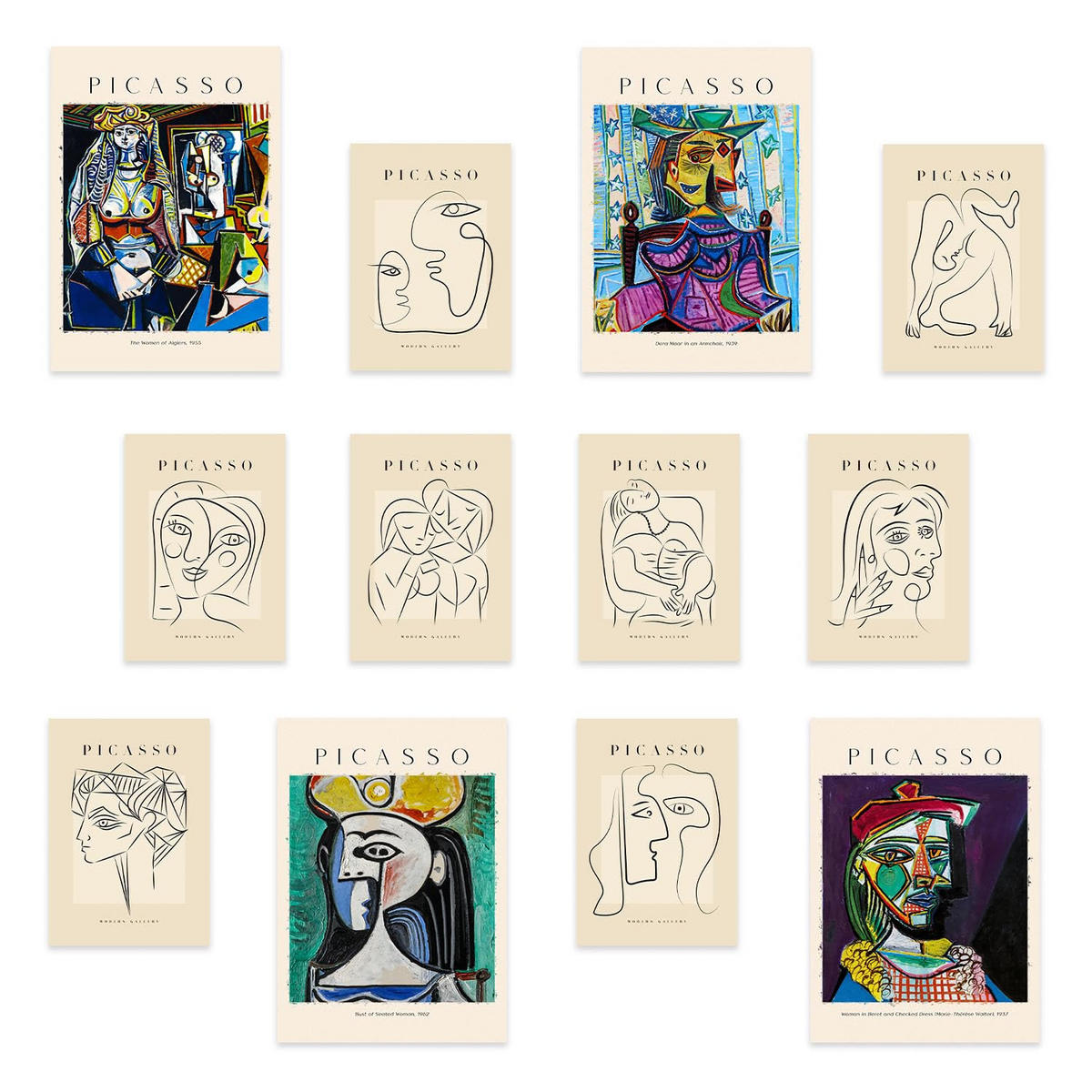 POSTER Set Mit 12 Picasso 1 A3 Rahmenlos - Klar, Papier (29.7/5/42cm) - Nacnic