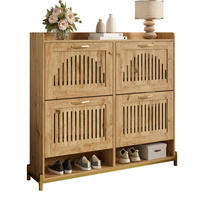 SCHUHSCHRANK aus MDF 108,5x24x100cm in Naturfarben mit 4 Türen - Naturfarben, Holzwerkstoff (108.5/100/24cm) - Modfu