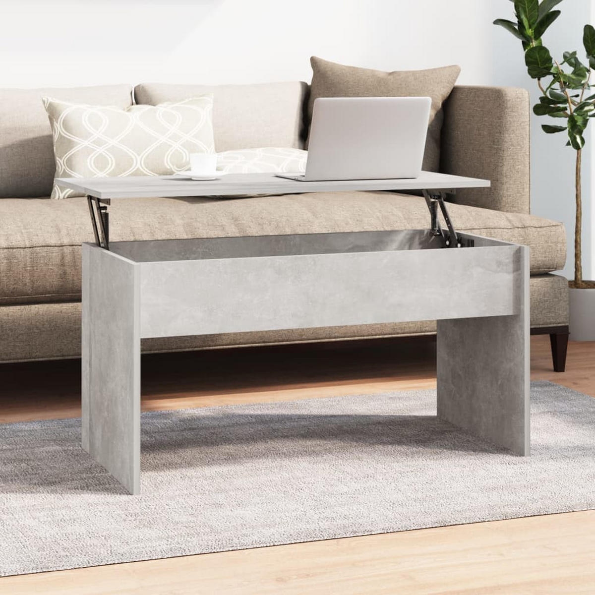 COUCHTISCH Betongrau 102x50,5x52,5 cm Holzwerkstoff - Grau, Holzwerkstoff (102/50.5/52.5cm) - furnicato