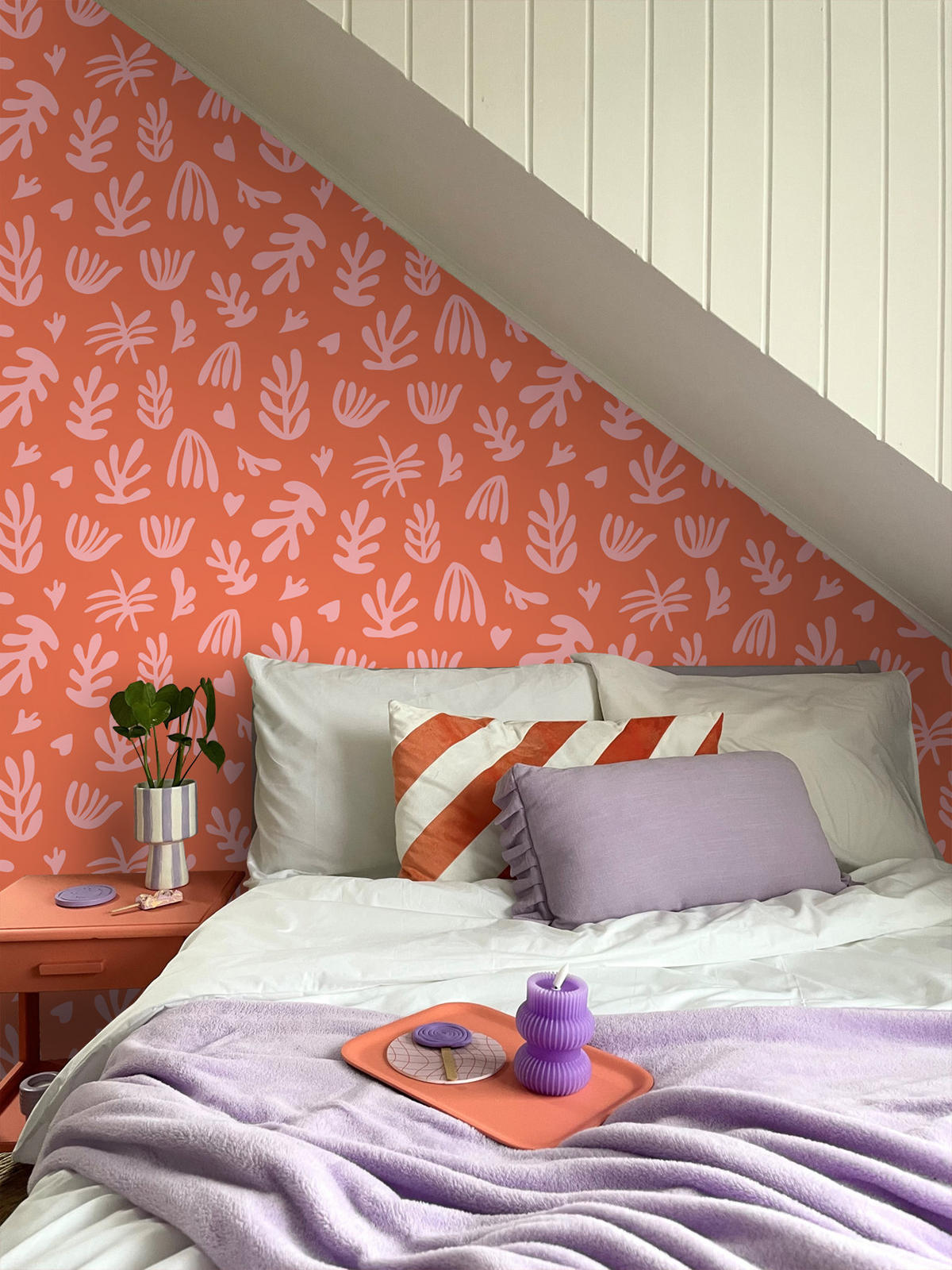 TAPETE Pflanzen im Matisse-Stil 50 x 900 cm - Orange, Papier (50/900cm) - ESTAhome