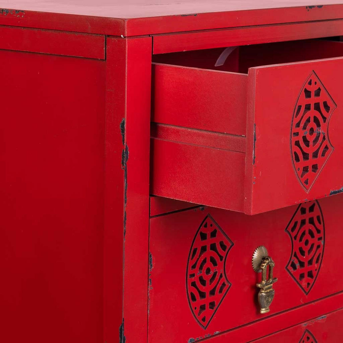 NACHTTISCH aus Holz, rot, 45x36x70cm - Rot, Holz (45/70/36cm) - Wanderlust