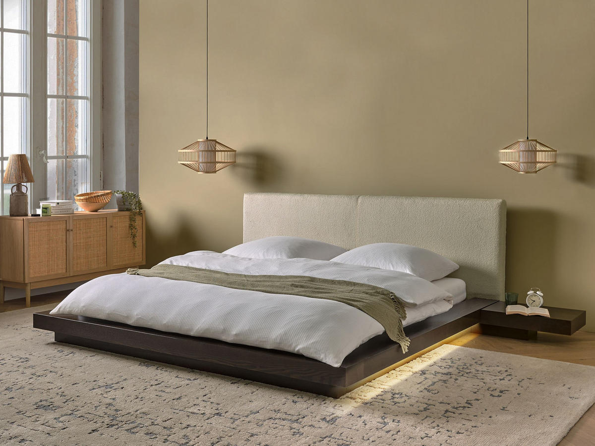 BETT 180/200 cm Dunkelbraun Zen - Dunkelbraun/Weiß, Holzwerkstoff (180/200cm) - Beliani