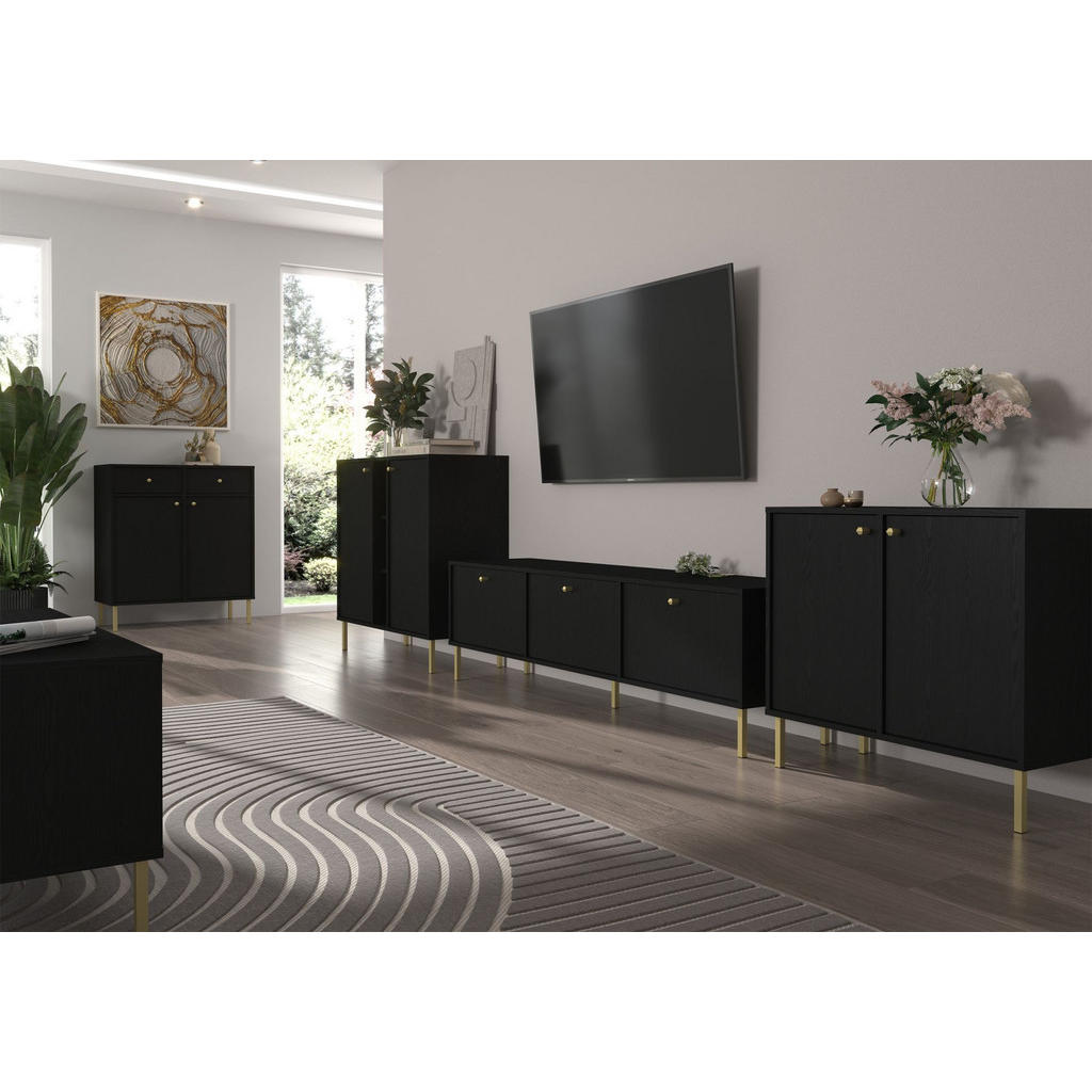 Thumbnail - Selsey Tv-Möbel, Schwarz, Holzwerkstoff, 2 Fächer, Rechteckig, 121x50x40.8 cm, Wohnzimmer, Wohnwände, Lowboards, Lowboar...