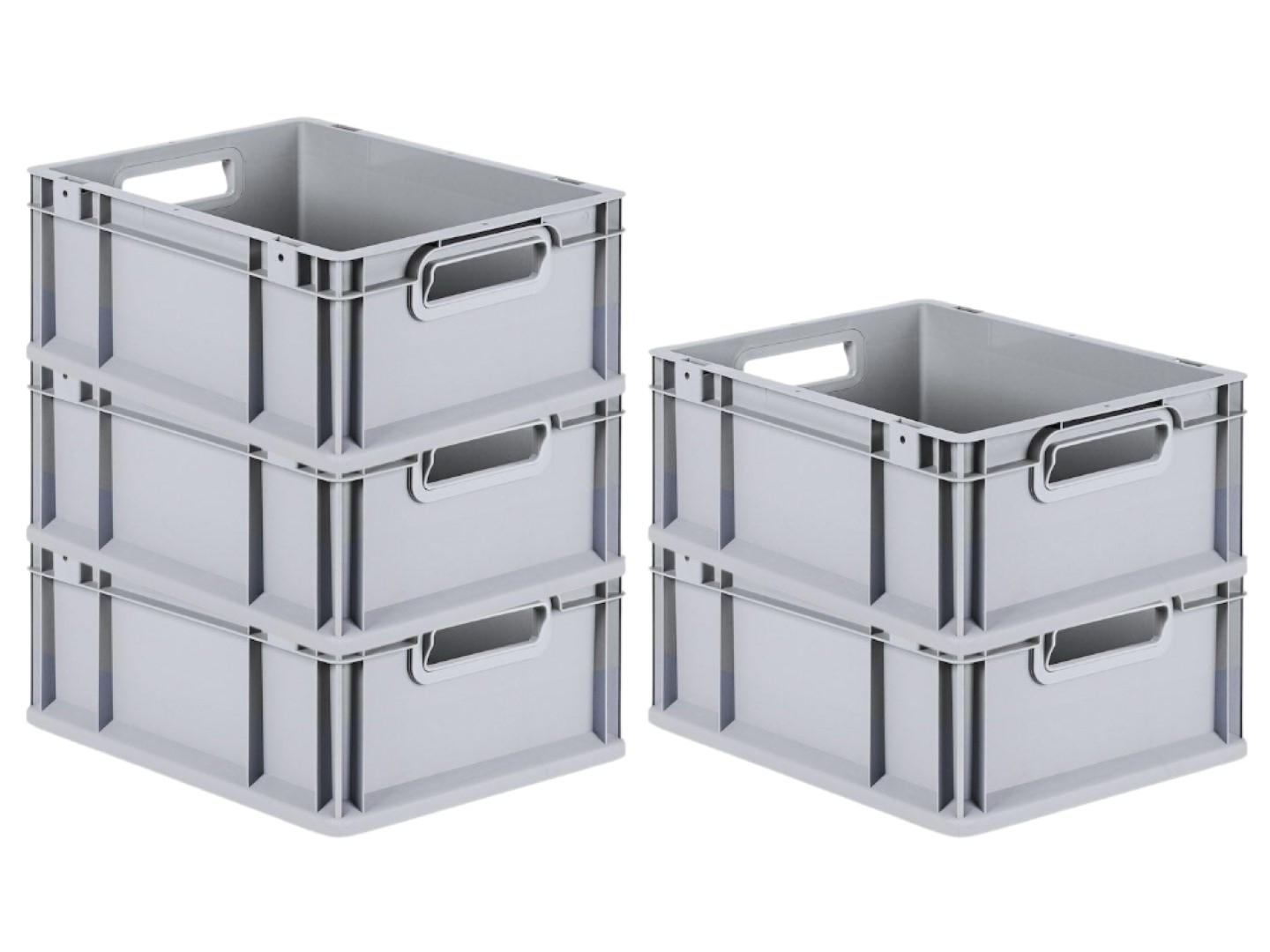 EUROBOX 5x Nextgen Economy Griffe Offen 17x30x40cm 16 Liter - Grau, Kunststoff (30/17/40cm) - PROREGAL