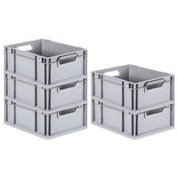 EUROBOX 5x Nextgen Economy Griffe Offen 17x30x40cm 16 Liter - Grau, Kunststoff (30/17/40cm) - PROREGAL