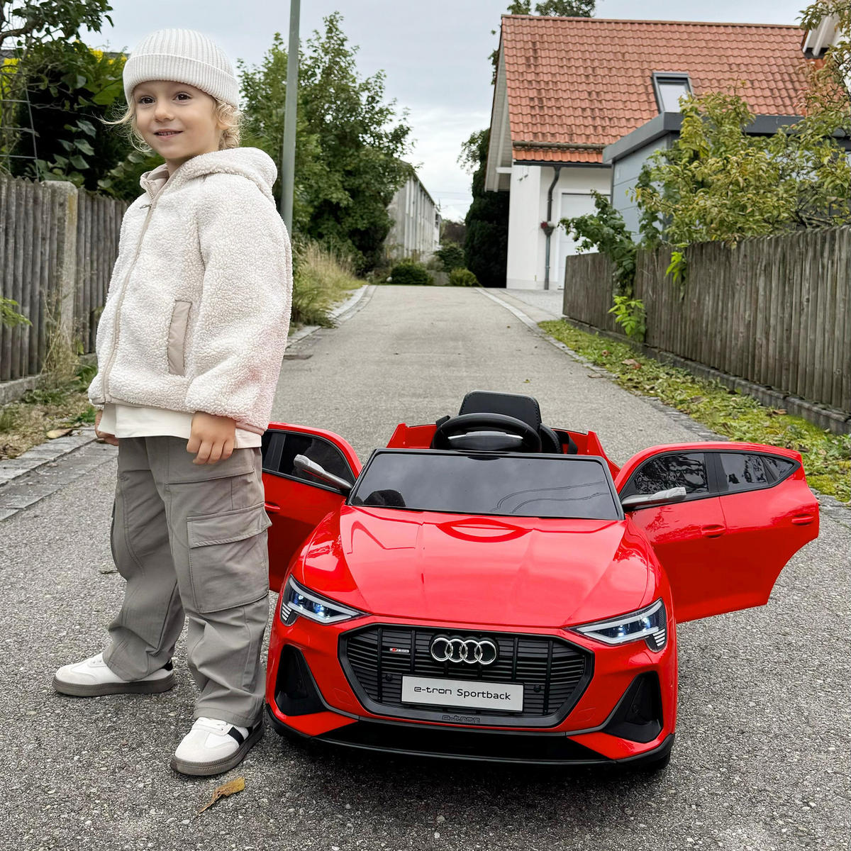 KINDER ELEKTROAUTO, Schwarz/Rot/Weiß, Kunststoff+ Stahl - Rot, Metall (108/60/47cm) - HOMCOM