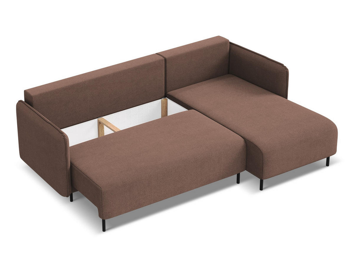 ECKSOFA mit Schlaffunktion Strukturstoff Stoff Pink - Pink/Hellrosa, Holz/Textil (236/162cm) - Makamii
