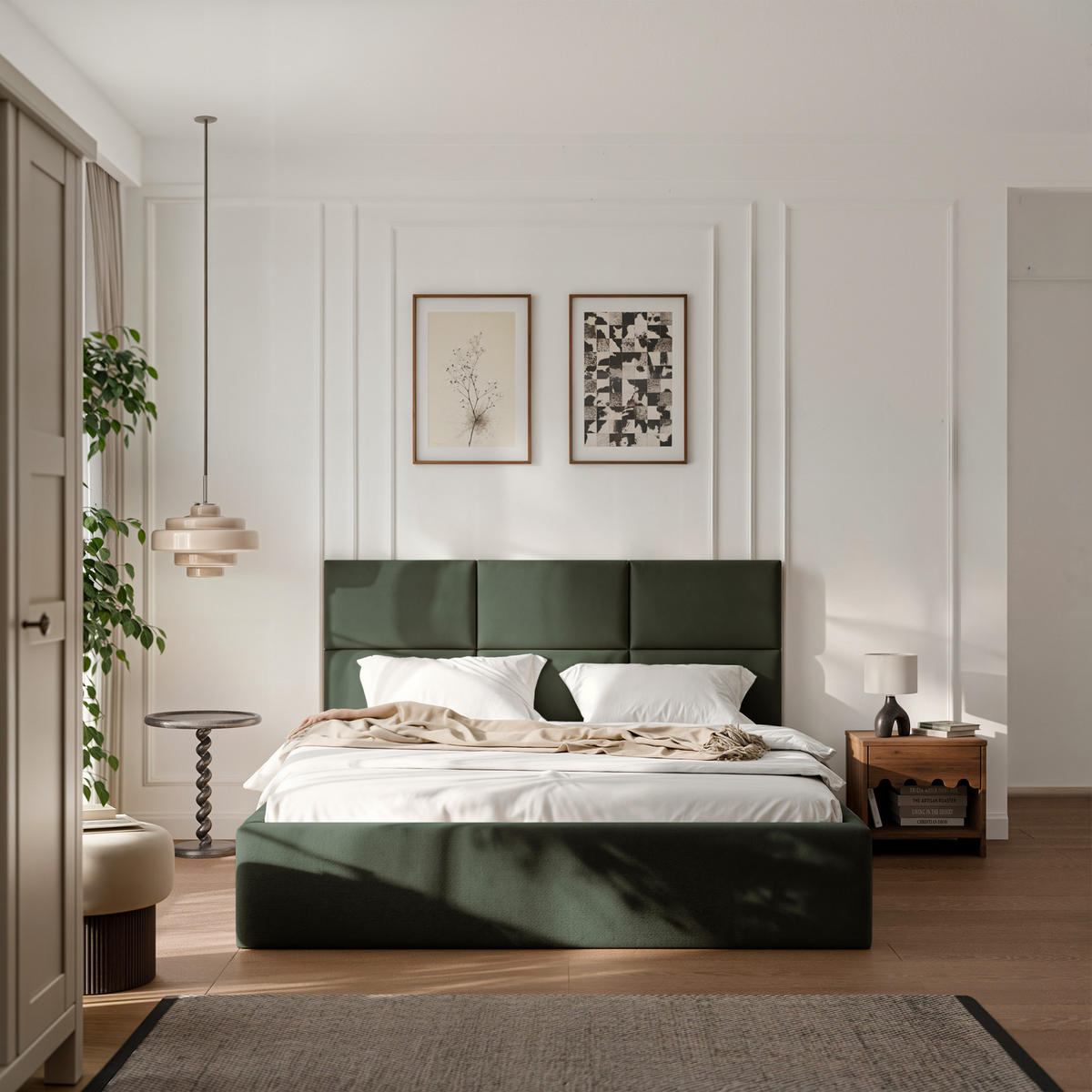 POLSTERBETT FORS 160/200 cm Bettkasten, Grün - Grün, Holzwerkstoff/Textil (160/200cm) - Idohome