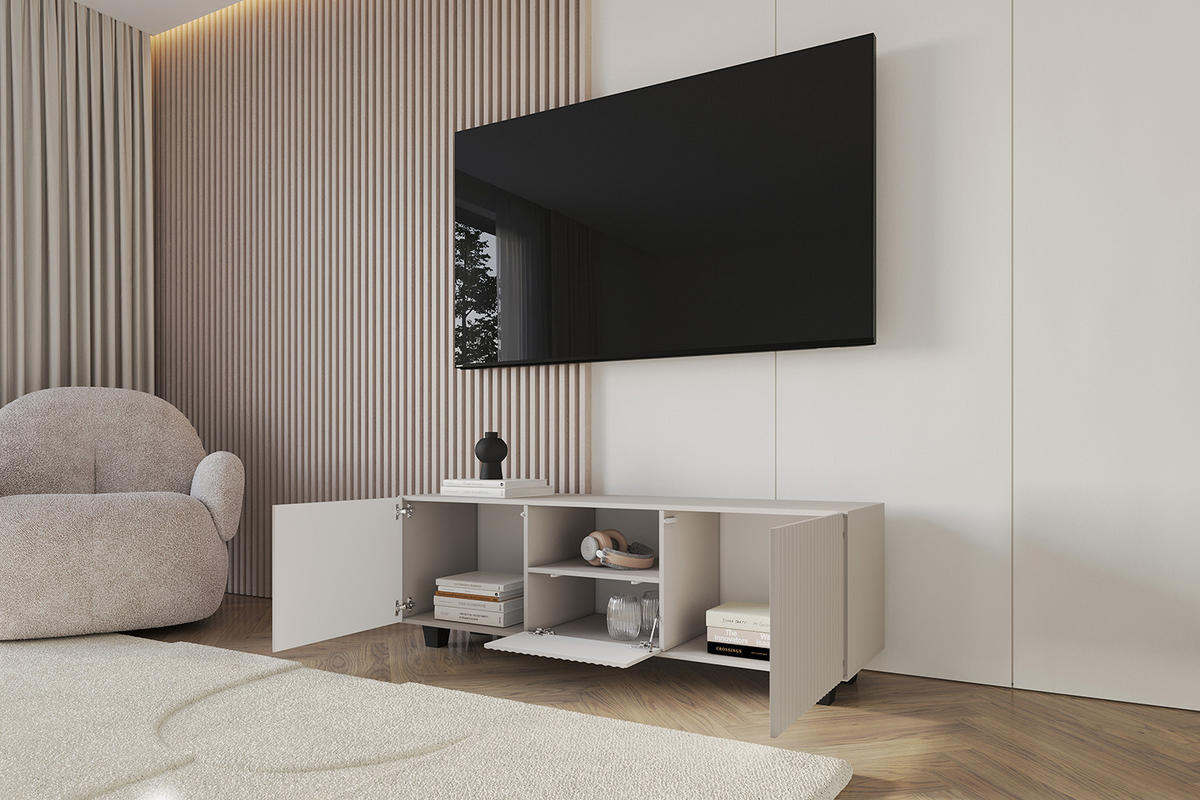 LOWBOARD NOA-2-S 140x50x41 cm - Kaschmir - Kaschmir/Schwarz, Holzwerkstoff (140/50/41cm) - ALTDECOR