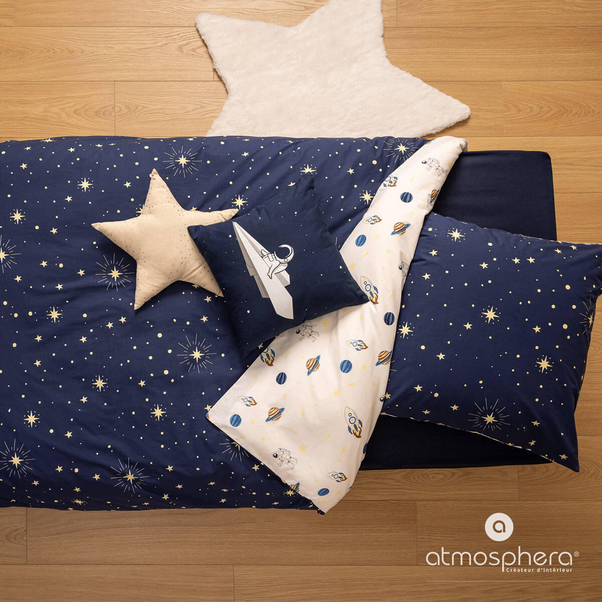 KINDERKISSEN Space 40/40 cm - Dunkelblau, Textil (10/40cm) - Atmosphera for kids