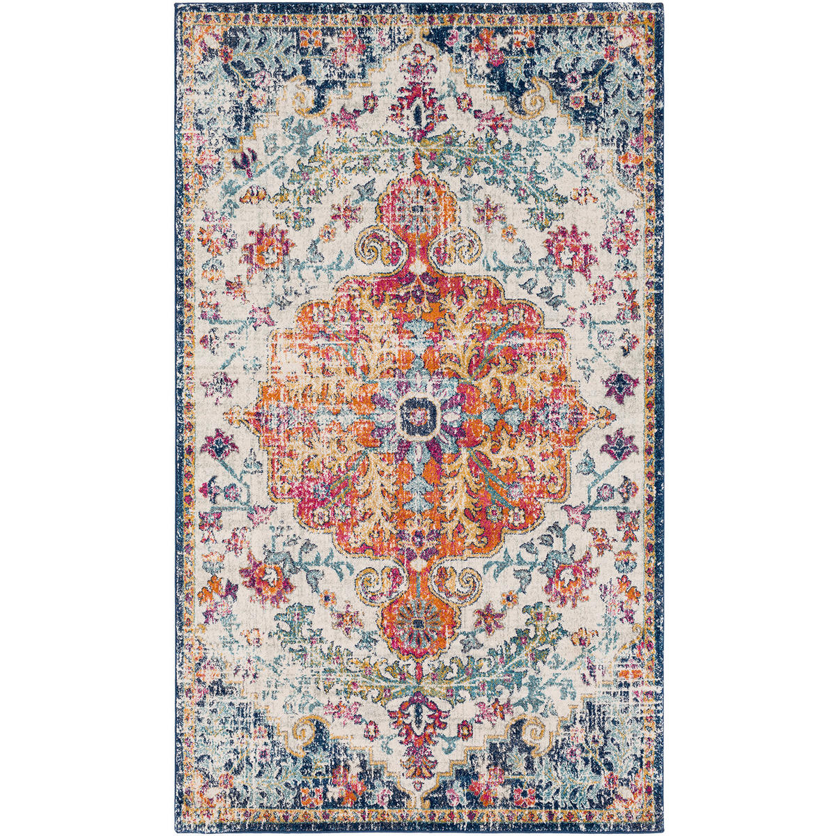 VINTAGE-TEPPICH 95/150 cm Mehrfarbig - Orange, Textil (95/150cm)