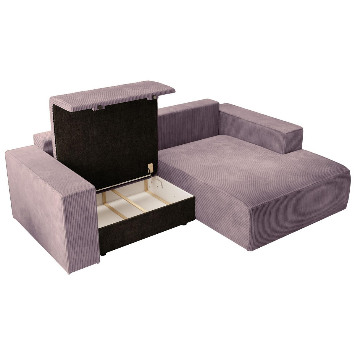 ECKSOFA Farese Mini mit Cordbezug Mauve, rechts - Flieder/Schwarz, Textil (167/240cm) - Selsey