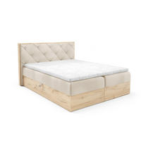 BOXBETT Holzoptik Sonoma Eiche mit Topper 120x200 cm Creme - Creme, Textil (120/200cm) - Home Collective