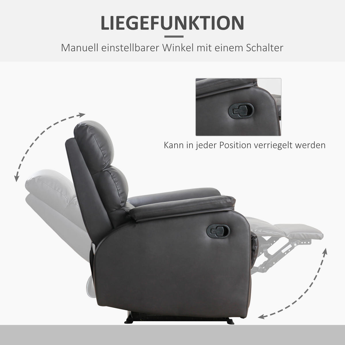 RELAXSESSEL, Stahl, MDF Kunstleder Braun - Braun, Metall (92/99/75cm) - HOMCOM