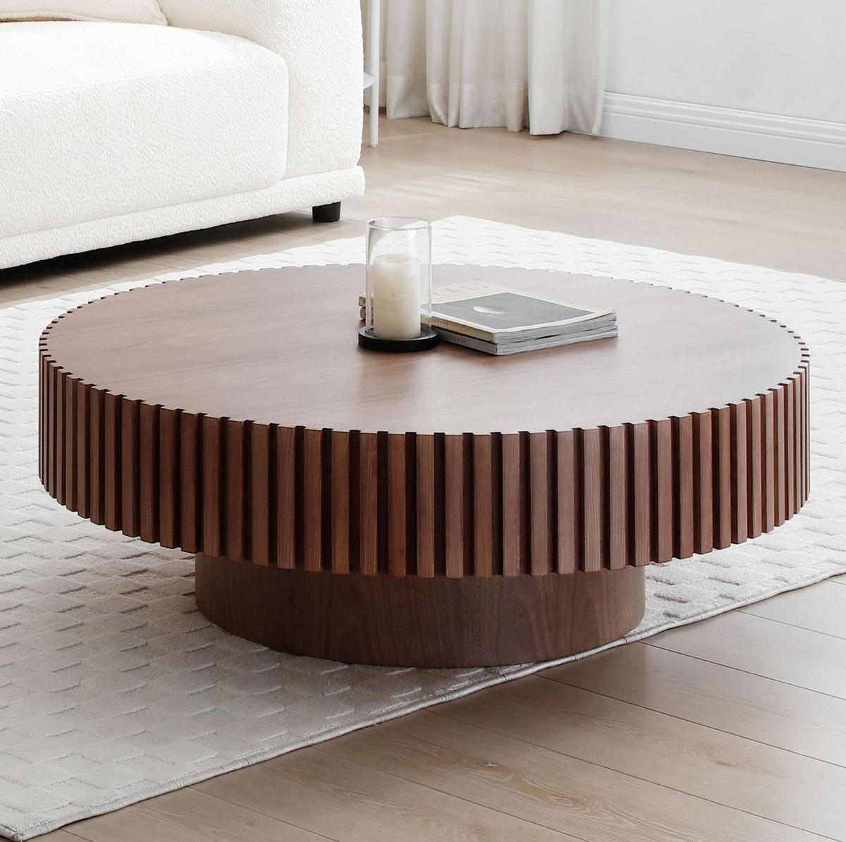 COUCHTISCH 80/80/35 cm walnuss aus MDF mit Rillenrand - Walnussfarben, Holzwerkstoff (80/80/35cm) - OKWISH
