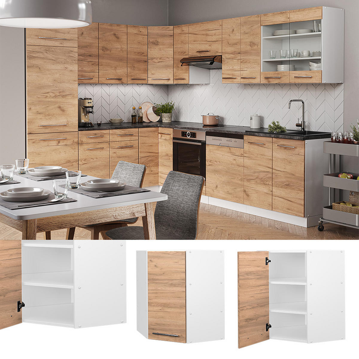 ECKHÄNGESCHRANK Fame-Line Goldkraft Eiche 57 cm - Honigeiche/Eiche Wotan, Holzwerkstoff (57/72/34.1cm) - Vicco