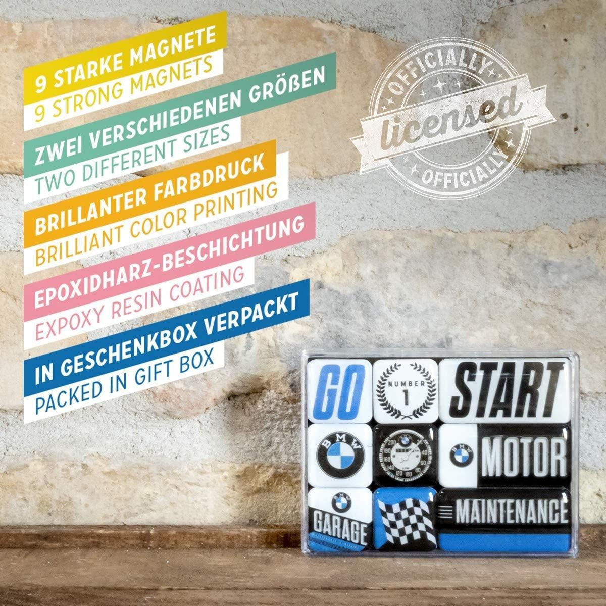MAGNETSET 9-teilig BMW Motor - Multicolor, Metall (9/7/2cm) - Nostalgic-Art