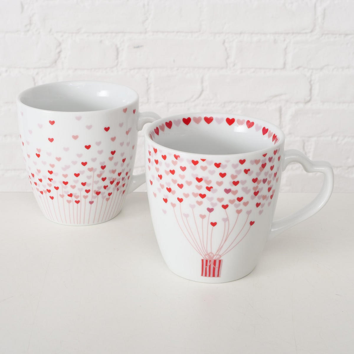 TASSEN für Verliebte Sherine 480 ml 2er-Set - Rot, Keramik (480L) - Boltze Home