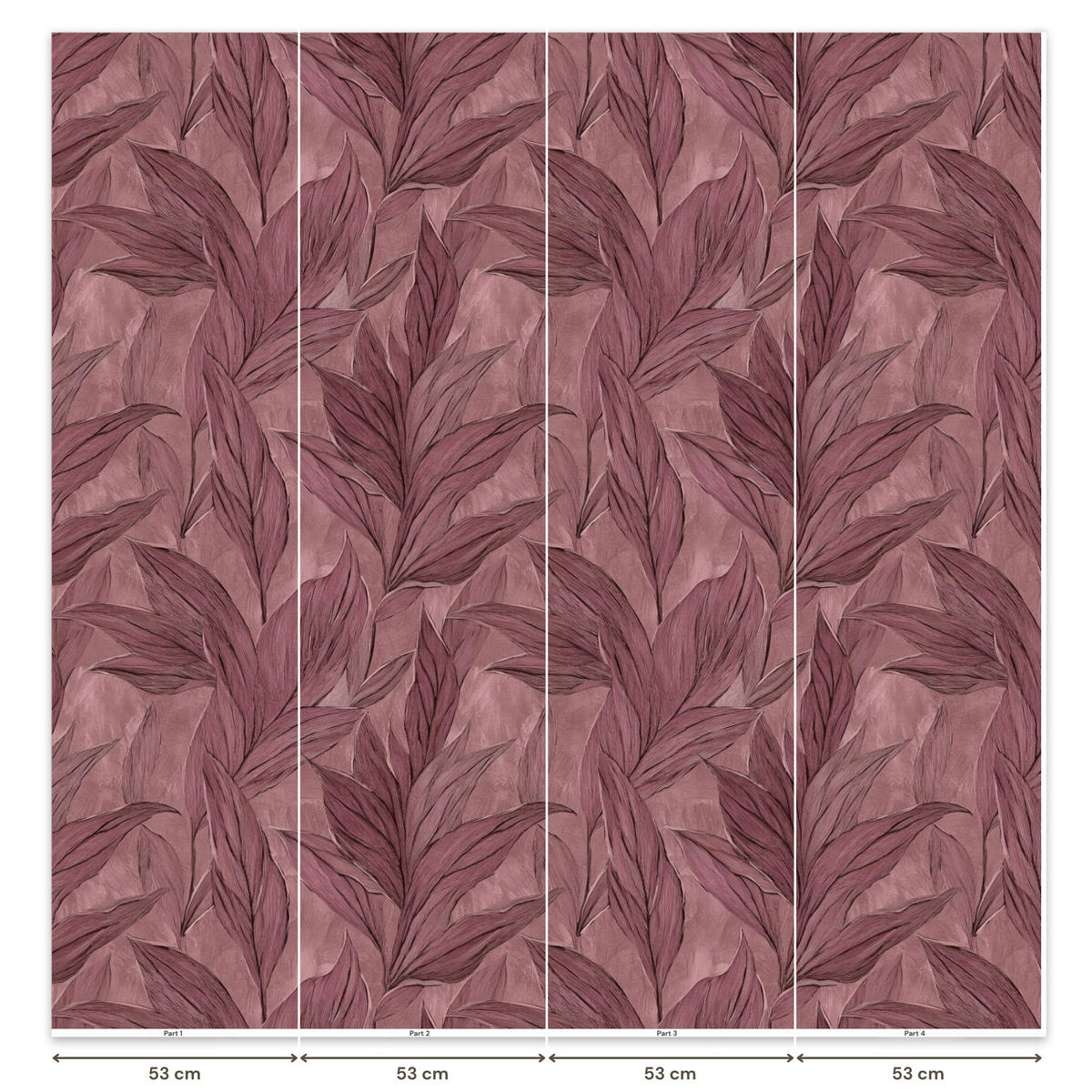 TAPETE - Blätter - Muster - Lila - 200x220 cm - Altrosa, Papier (200/220cm) - OnlyWow