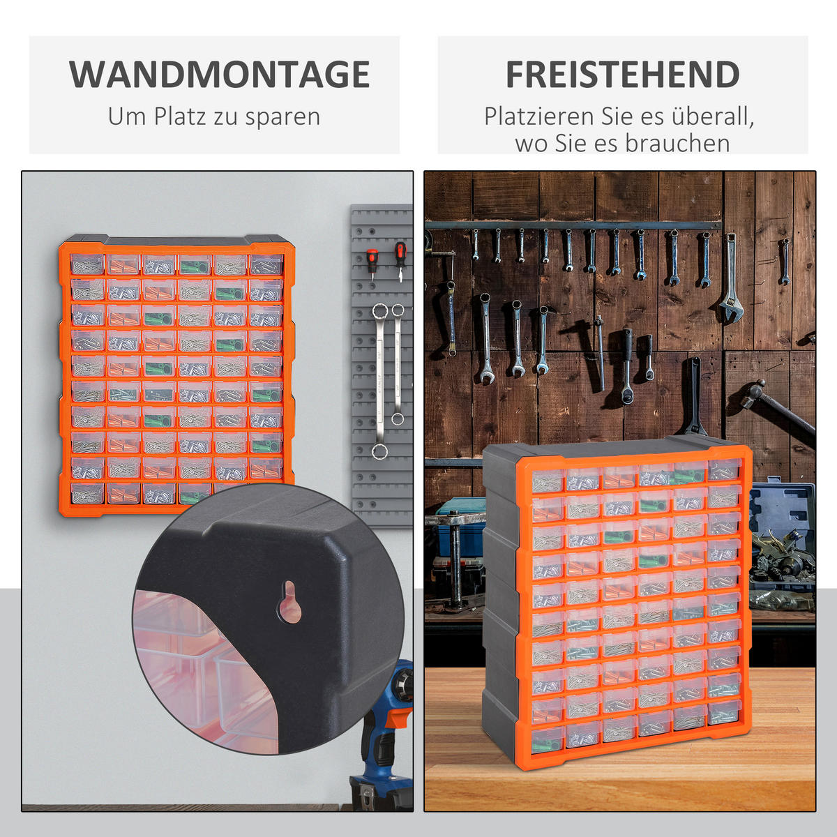 SORTIERKASTEN, Teile Box, Orange - Orange, Kunststoff (16/475/38cm) - DURHAND